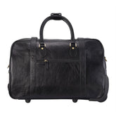 Black Leather Wheeled Cabin Holdall With Detachable Shoulder Strap